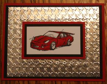 What man can not resist a sports car? Masculine card with foil